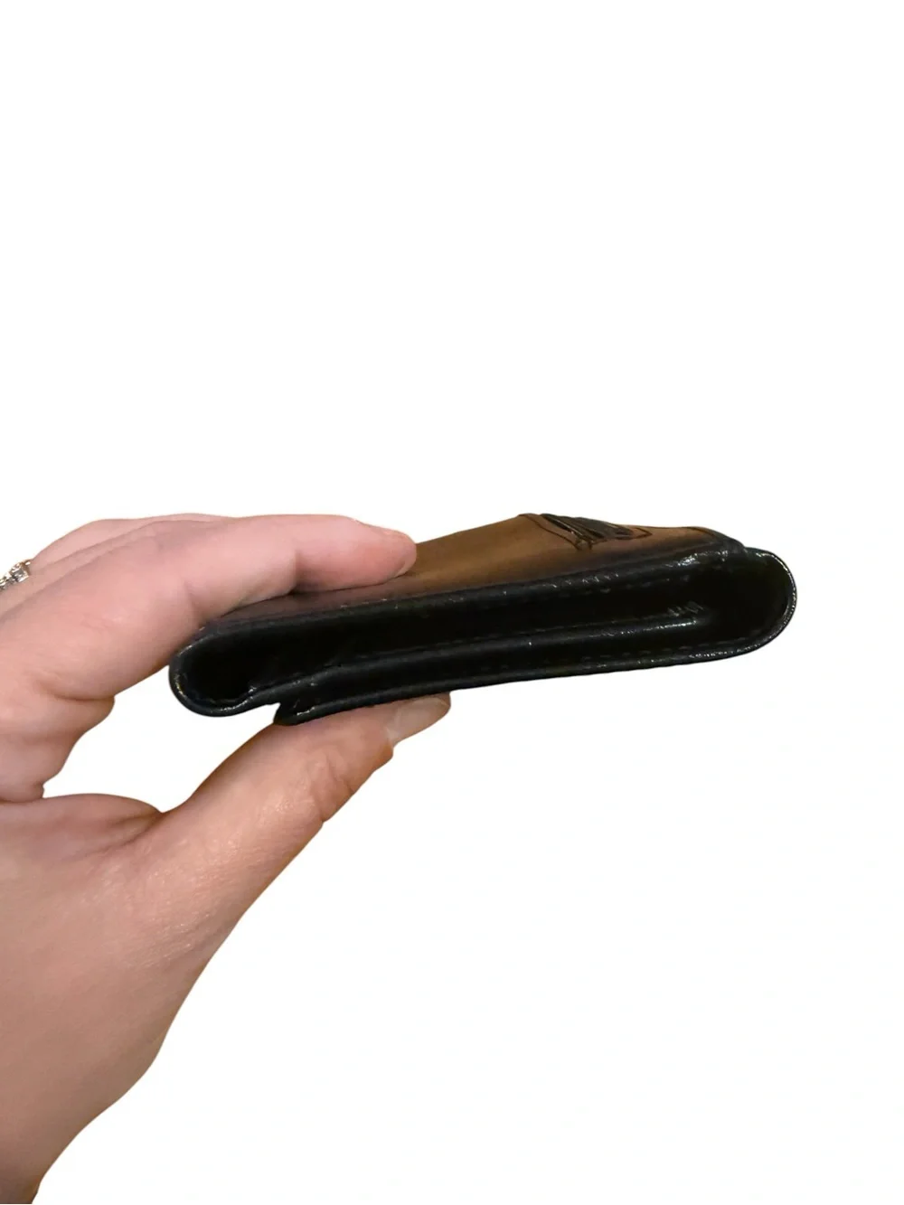 Vintage rina rich Classic Black Leather Foldover Wallet